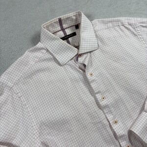 Hammer Made Dress Shirt Mens 42/16.5 White Red Check Formal Business Button Up